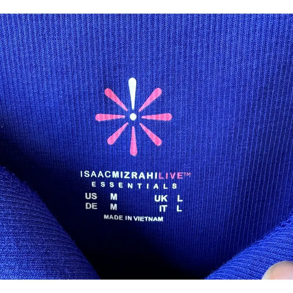 NEW Isaac Mizrahi QVC Essentials Ribbed Pima Cotton Top Sz M Catalina Blue - Picture 5 of 8